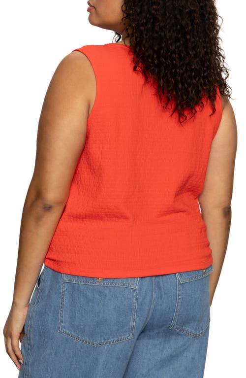 Sanctuary Vacation Textured Tie Front Button-up Tank