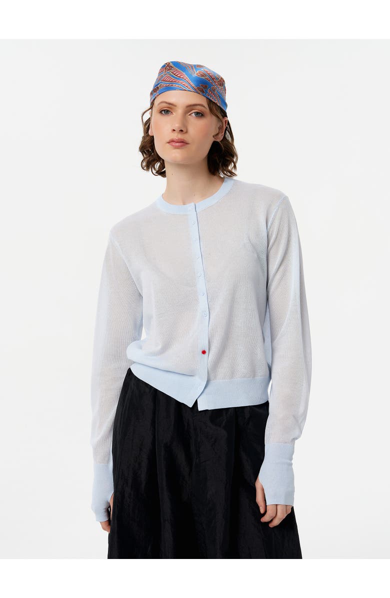 Alas Sheer Cardigan In Baby Blue, Main, color, Baby Blue
