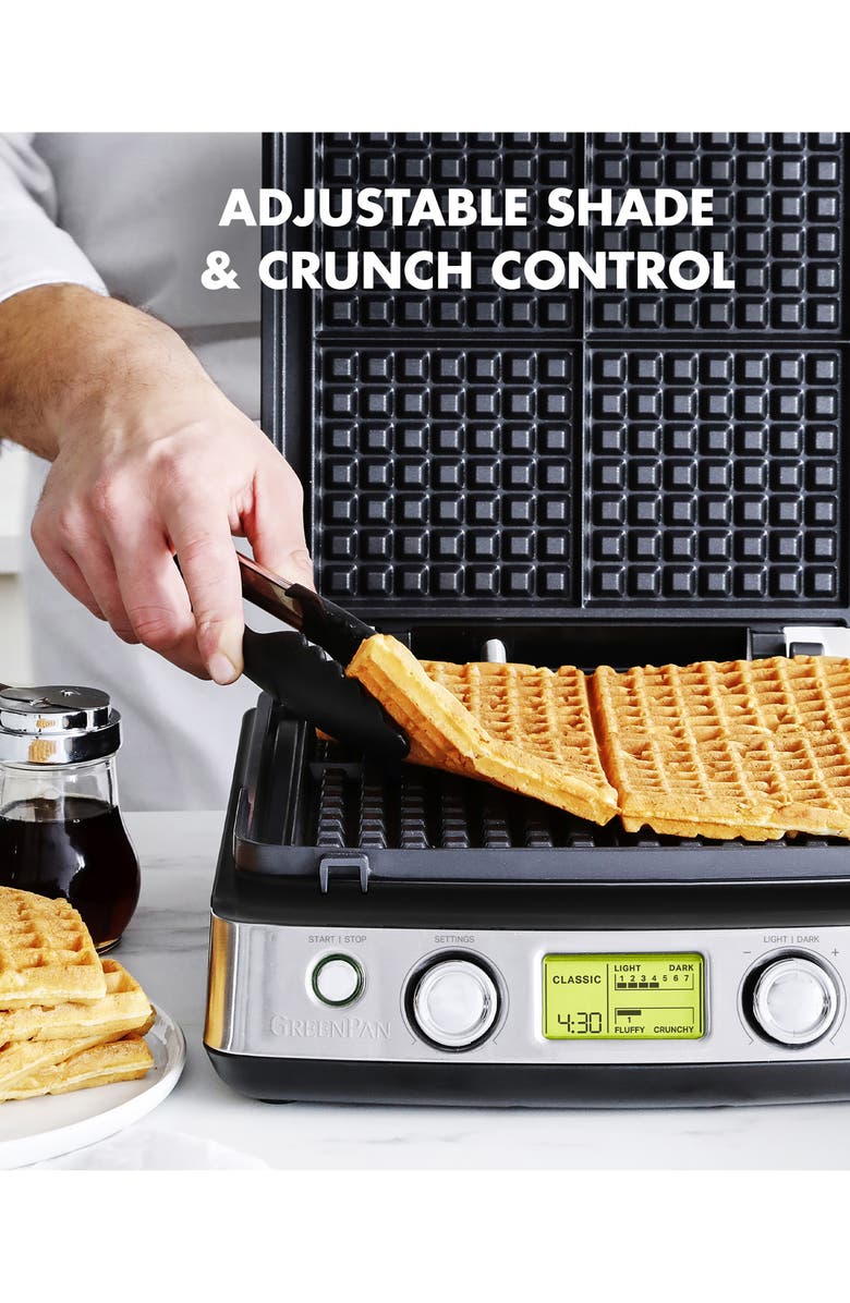 GreenPan Elite Ceramic Nonstick 4-Square Waffle Maker, Alternate, color,