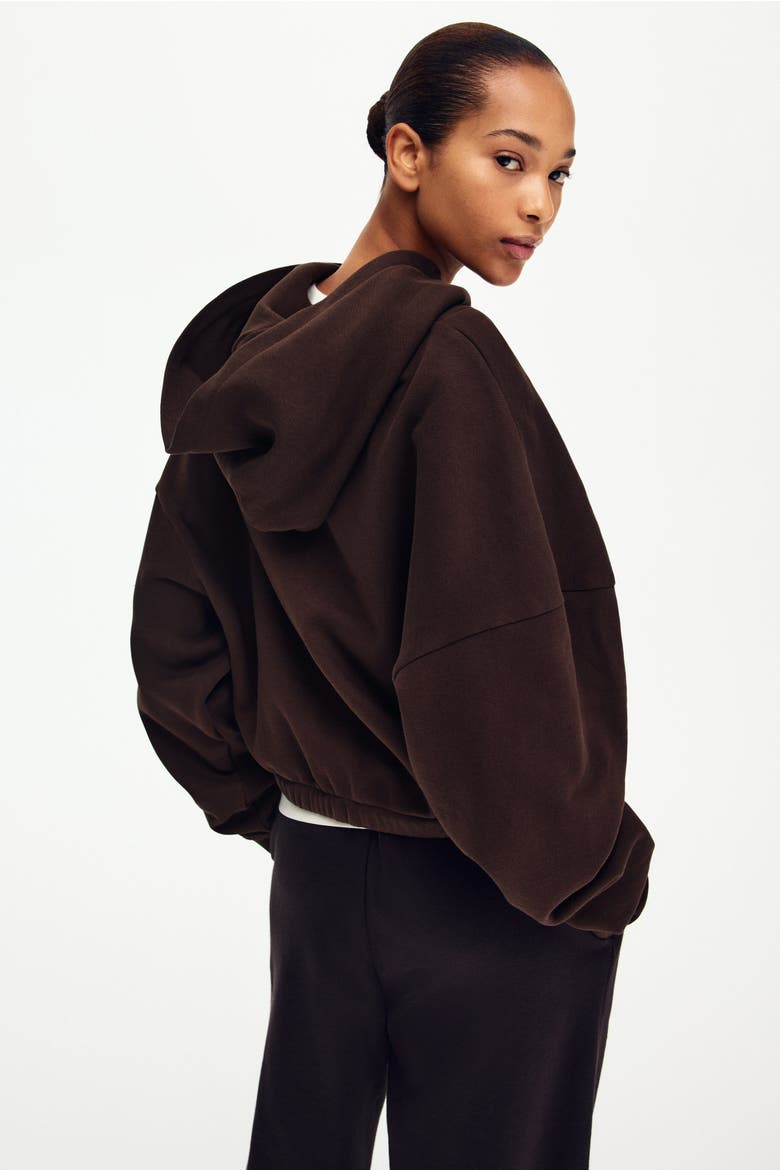 Drawstring Zip-through Hoodie, Alternate, color, Brown