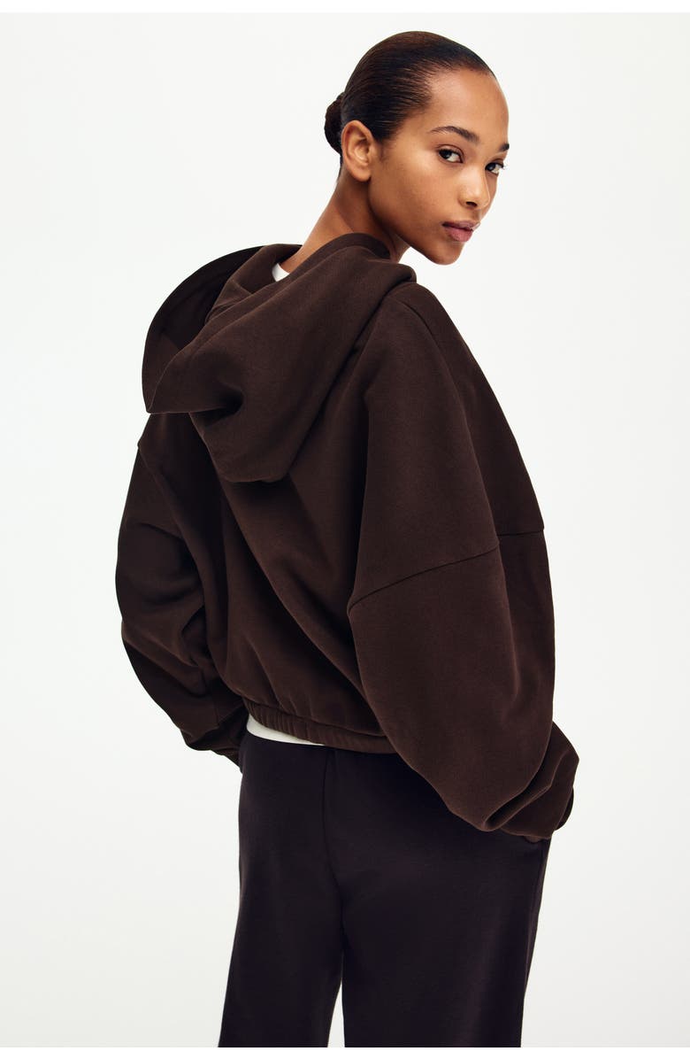 H&M Drawstring Zip-through Hoodie, Alternate, color, Brown