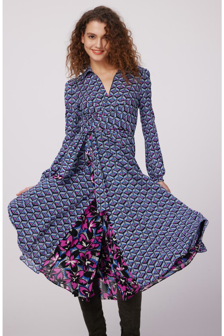 Phoenix Reversible Long Sleeve Dress, Alternate, color, FISHNET FRL/STADIUM GEO PURL