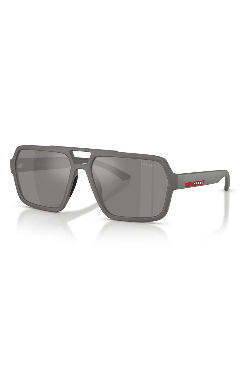 Prada Linea Rossa 59mm Pilot Sunglasses, Alternate, color, Grey Mirror Silver