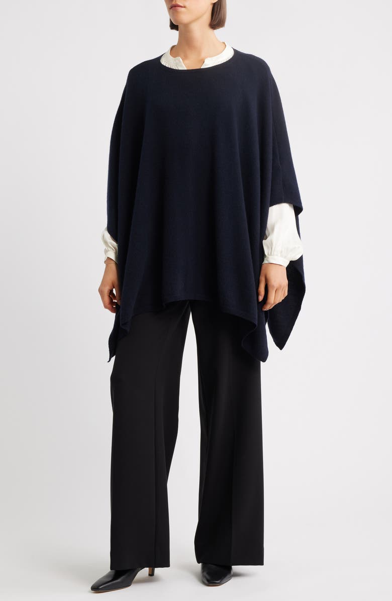 Vince Boat Neck Silk & Cashmere Poncho, Main, color,