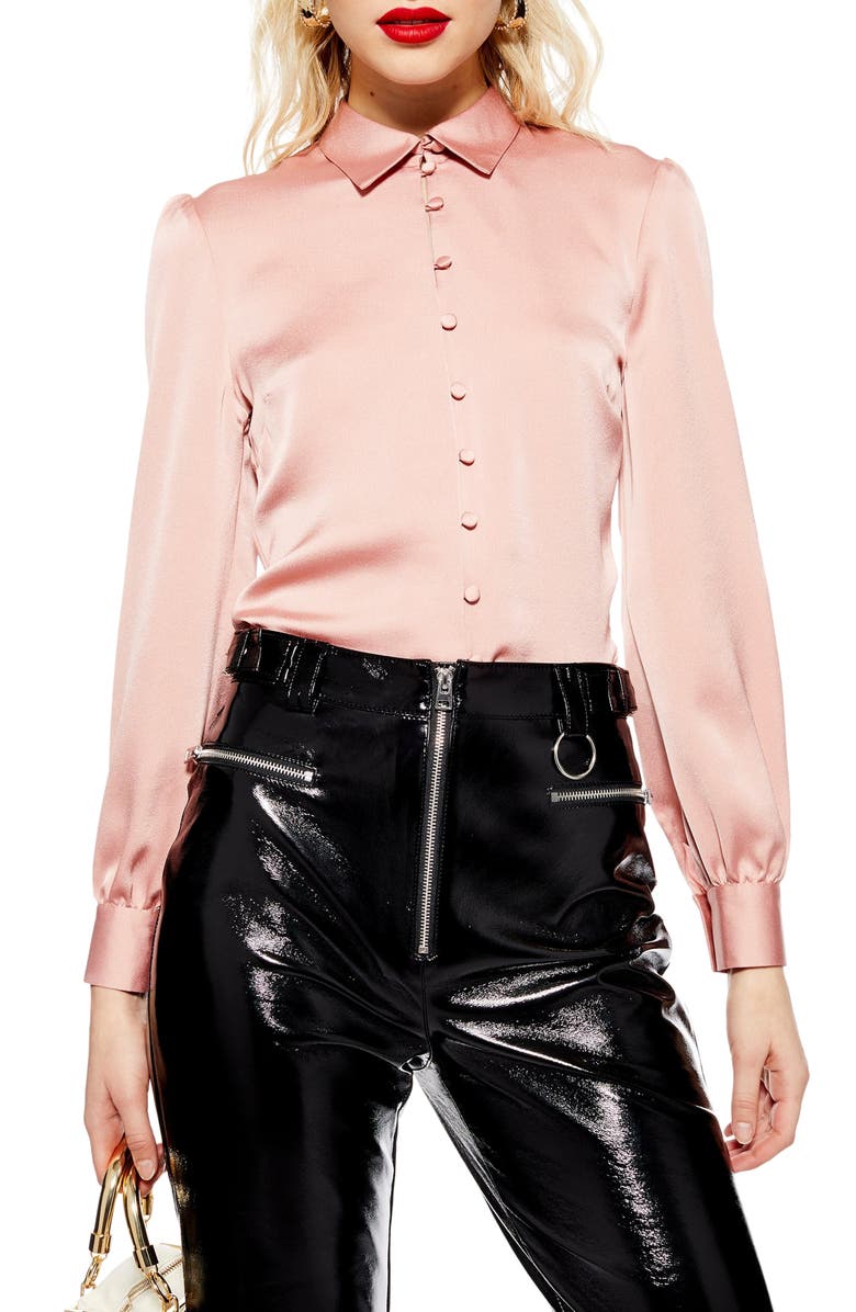 Topshop Rouleau Button Shirt, Main, color,