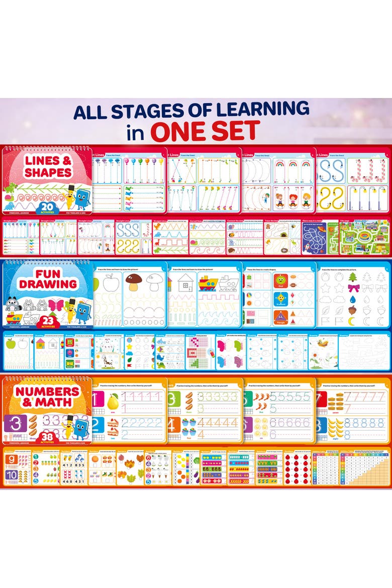 Kids Tracing Activity Books Set with Dry-Erase Pages and Markers, Alternate, color, Wbtracingset