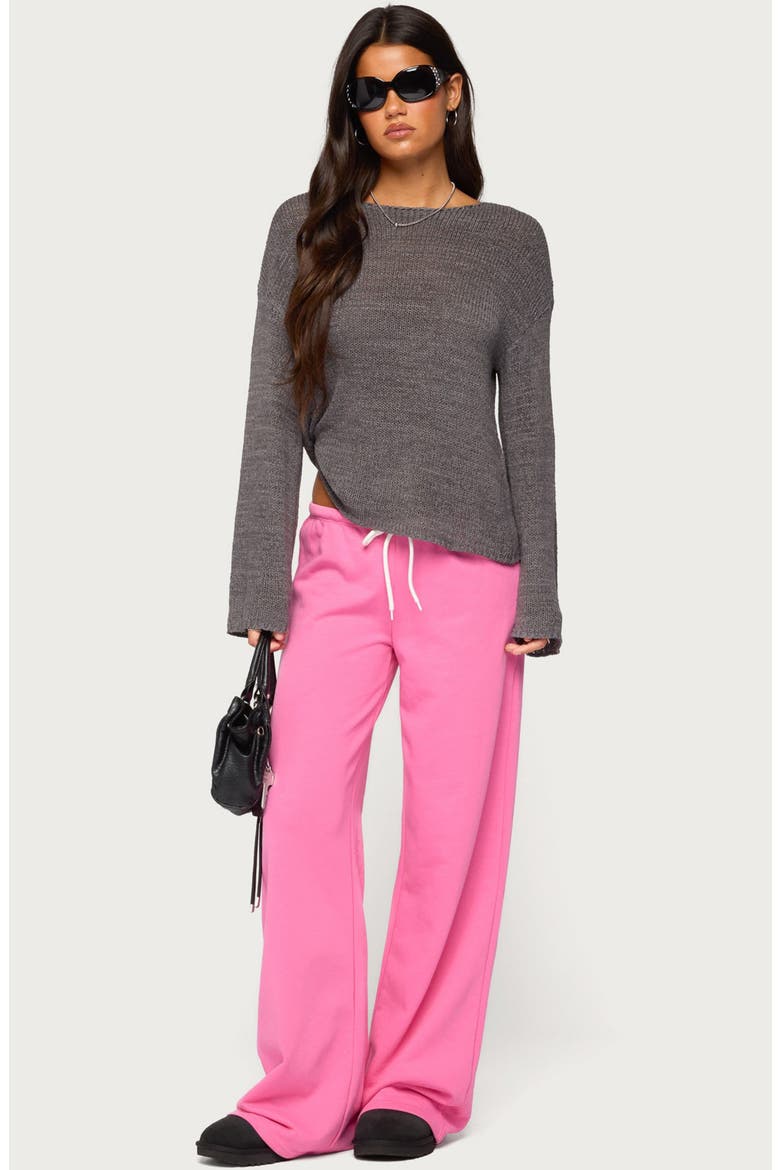 Drop Shoulder Light Knit Sweater, Alternate, color, DARK-GRAY