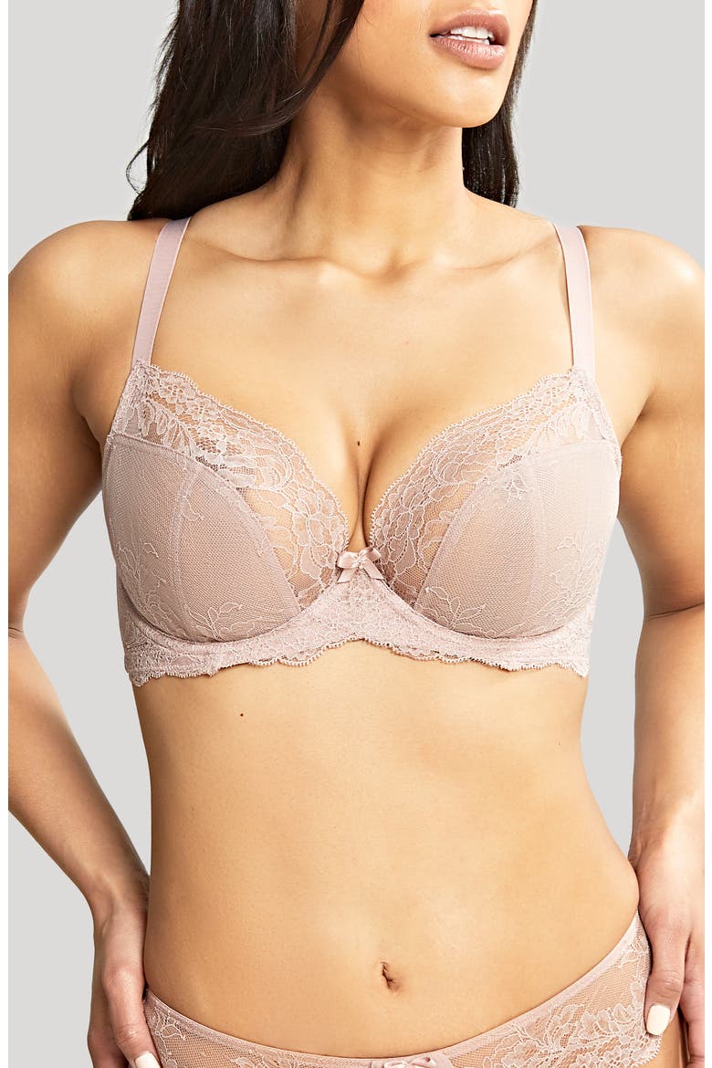 Ana Underwire Stretch Lace Plunge Bra, Main, color, VINTAGE