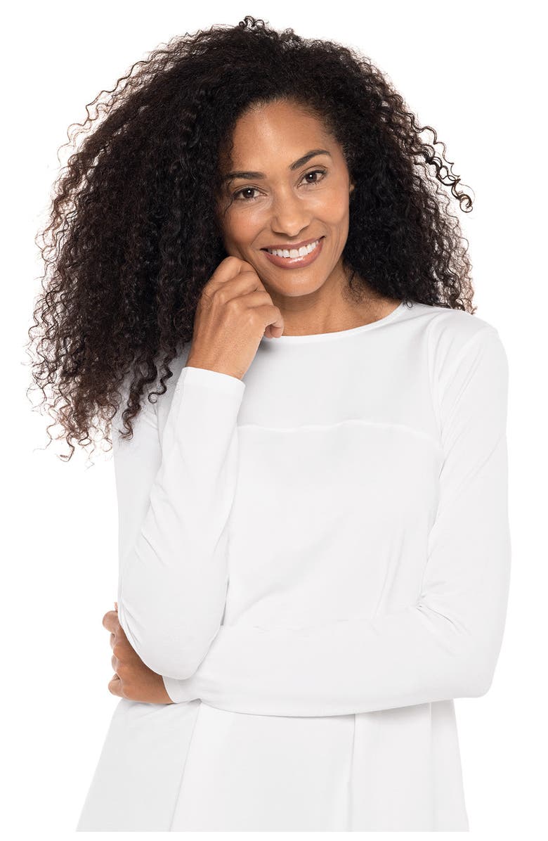 Coolibar Women's Swing Long Sleeve T-Shirt - UPF 50+ Sun Protection - Daybreak, Alternate, color, White