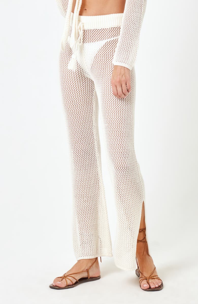 LSPACE Los Cabos Open Stitch Cover-Up Sweater Pants, Alternate, color, Cream