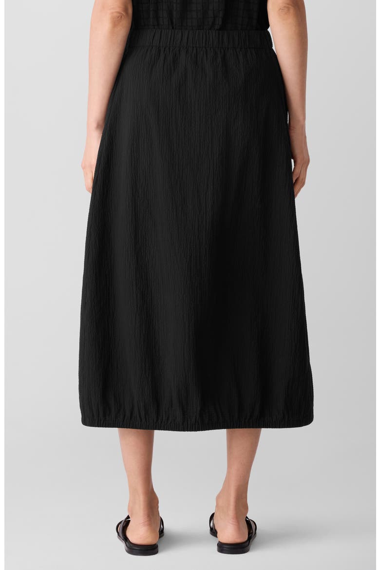 Crinkled Stretch Organic Cotton Midi Skirt, Alternate, color, BLACK
