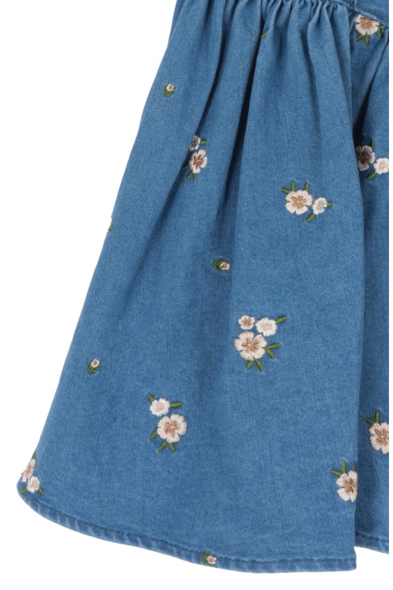 Kids' Lace Top & Embroidered Denim Dress Set, Alternate, color, TAUPE