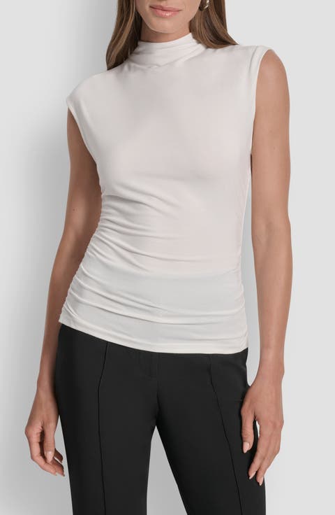 Mock Neck Ruched Top