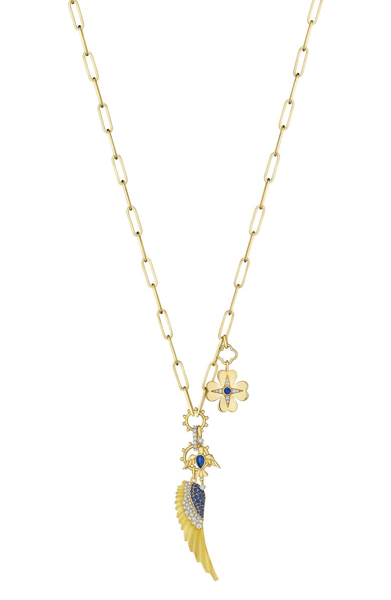 Hueb Penka Diamond & Sapphire Multicharm Necklace, Main, color, Yellow Gold