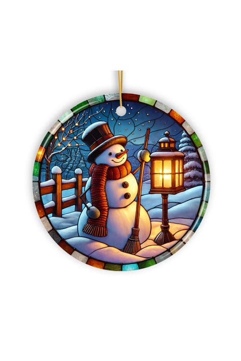 Lantern Light Top Hat Snowman Ornament - Version 2
