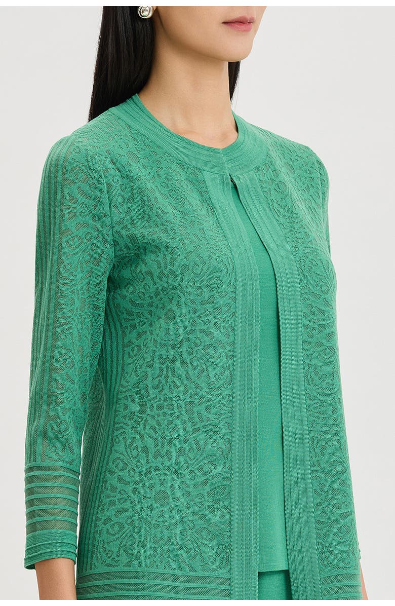 Ming Wang Heritage Burnout Medallion Knit Jacket, Alternate, color, Kelly Green