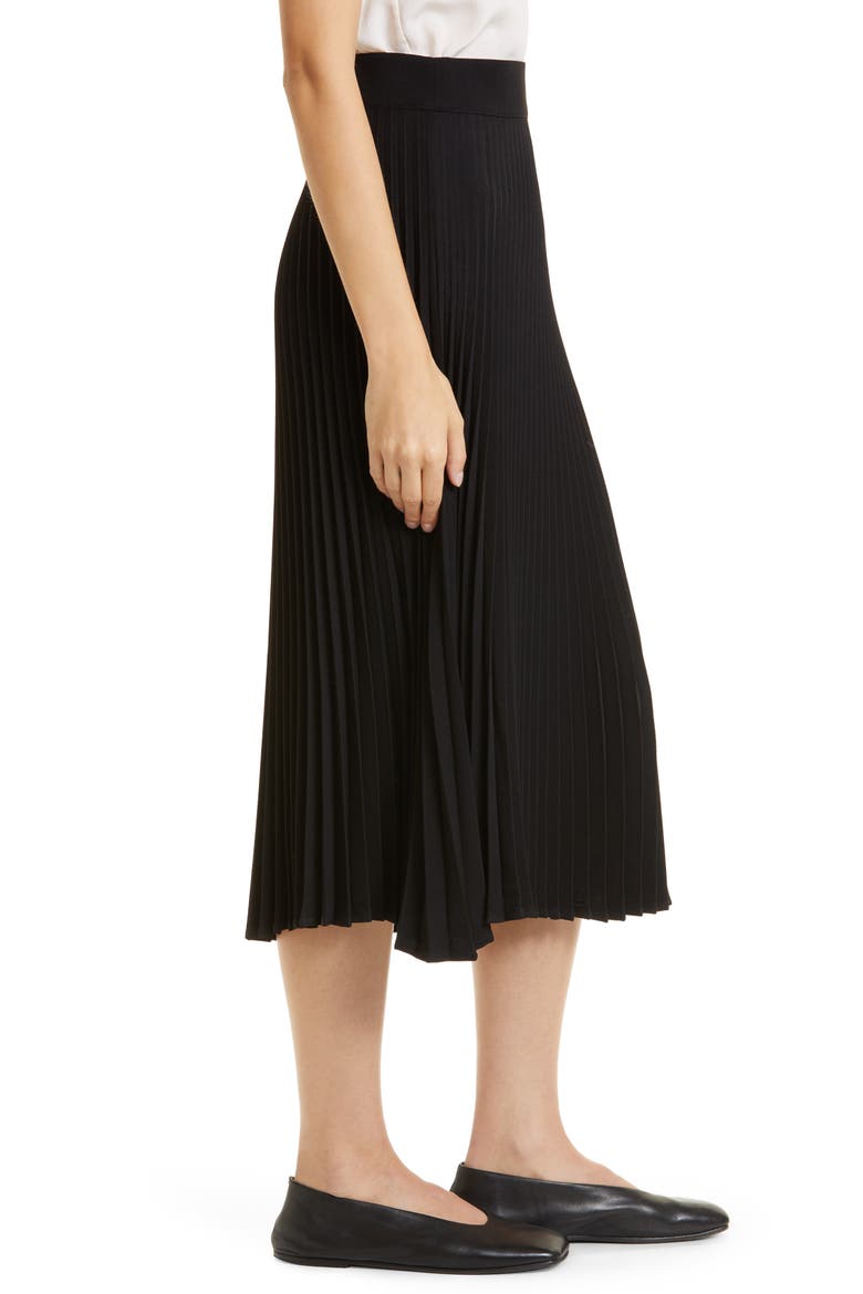Sanna Pleated Midi Skirt, Alternate, color, BLACK
