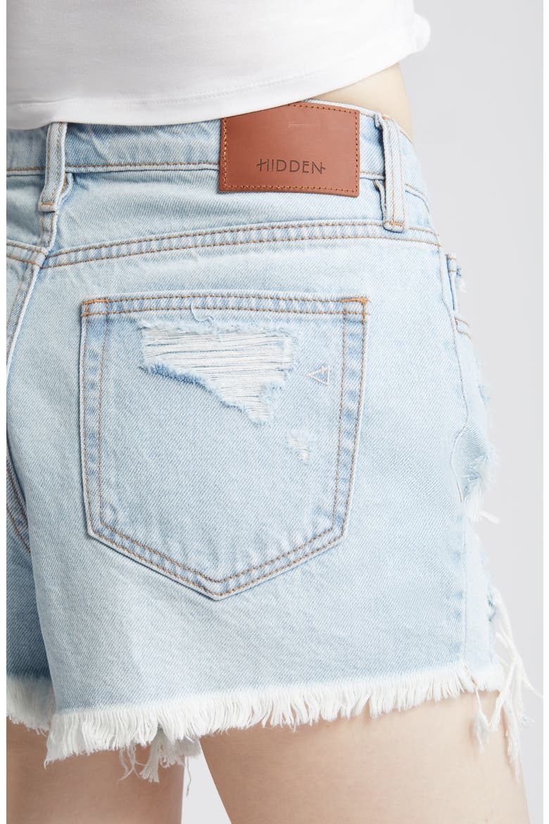 Ripped Cutoff Denim Shorts, Alternate, color, LIGHT WASH