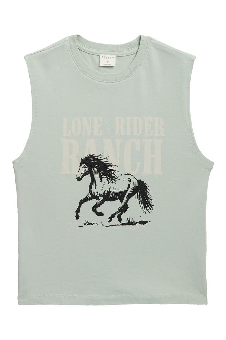 Kids' Lone Rider Graphic Cotton Muscle T-Shirt, Main, color, GRAY