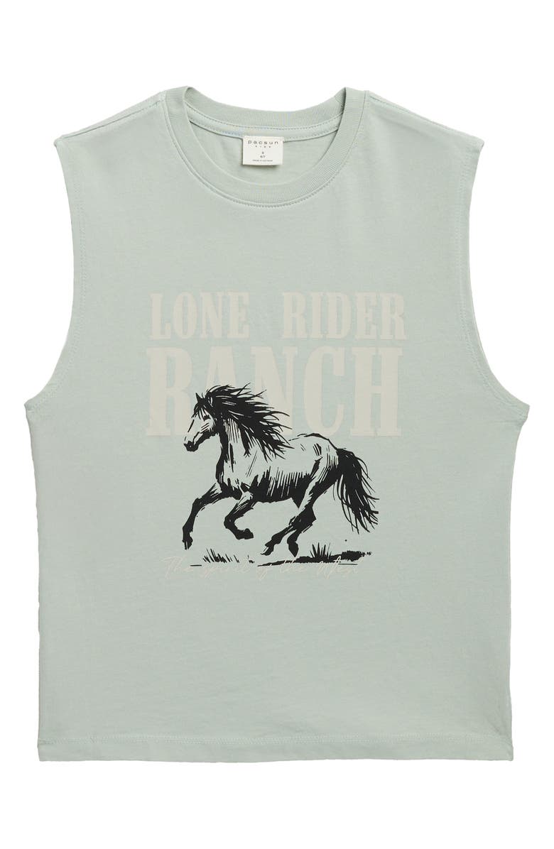 PacSun Kids' Lone Rider Graphic Cotton Muscle T-Shirt, Main, color, Gray