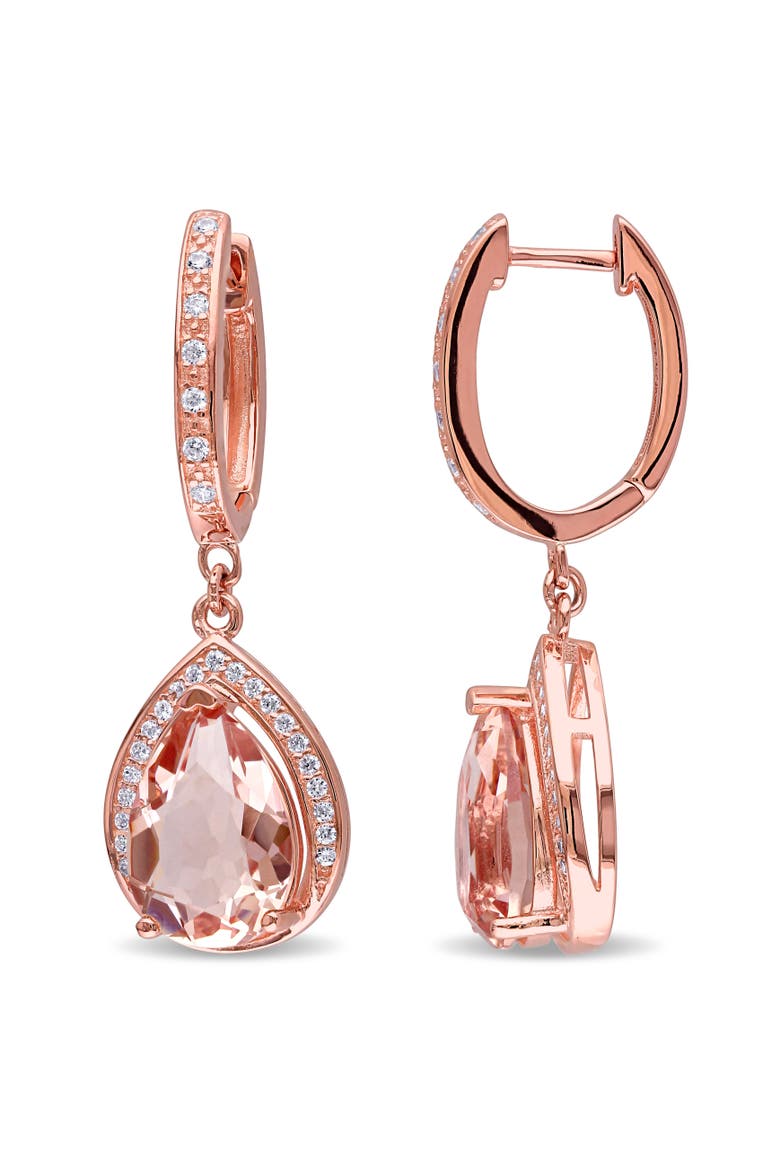 Simulated Morganite & Cubic Zirconia Drop Earrings, Main, color, Simulated Morganite