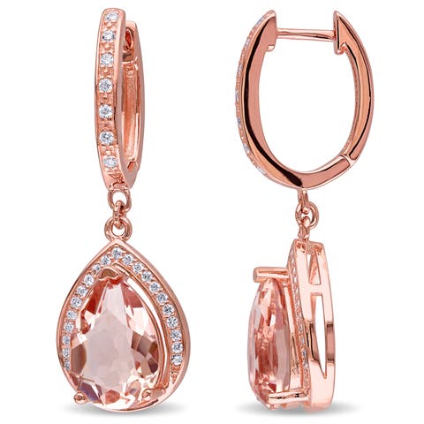Simulated Morganite & Cubic Zirconia Drop Earrings