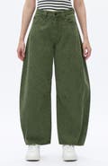 Bayeas Leopard Print High Waist Drop Crotch Barrel Jeans