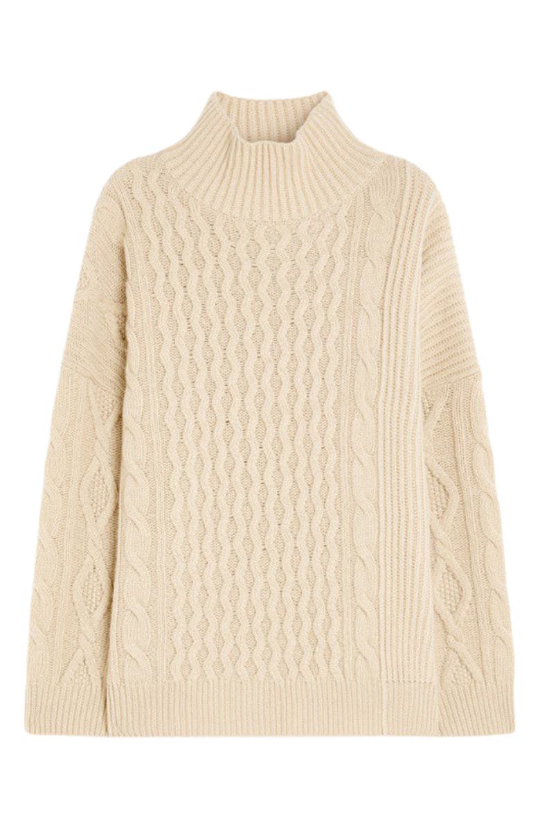 Weekend Max Mara Veneto Turtleneck Cable Stitch Virgin Wool Sweater, Main, color,