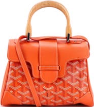 Pre-Owned Goyard Saigon Top Handle Bag Coated Canvas with Leather Mini