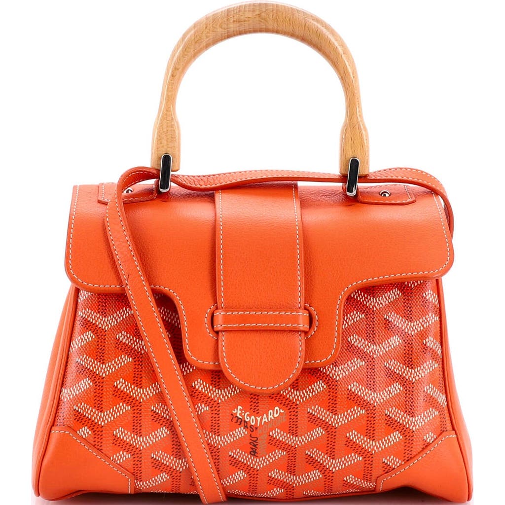 Pre-owned Goyard Goyard Saigon Top Handle Bag Coated Canvas With Leather Mini In Orange