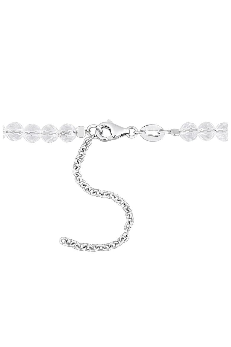 Beaded White Topaz Hoop Earrings, Bracelet & Necklace Set, Alternate, color, SILVER