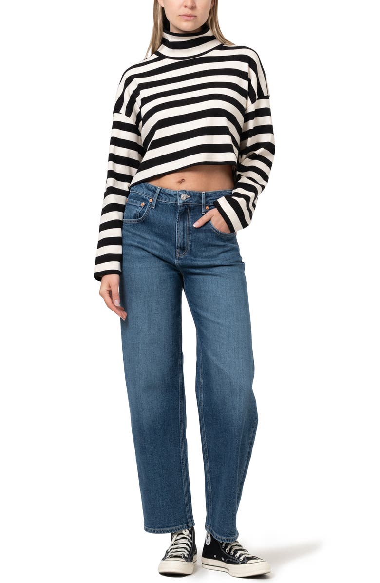 Mavi Jeans Stripe Jersey Crop Top, Alternate, color, Black Stripe