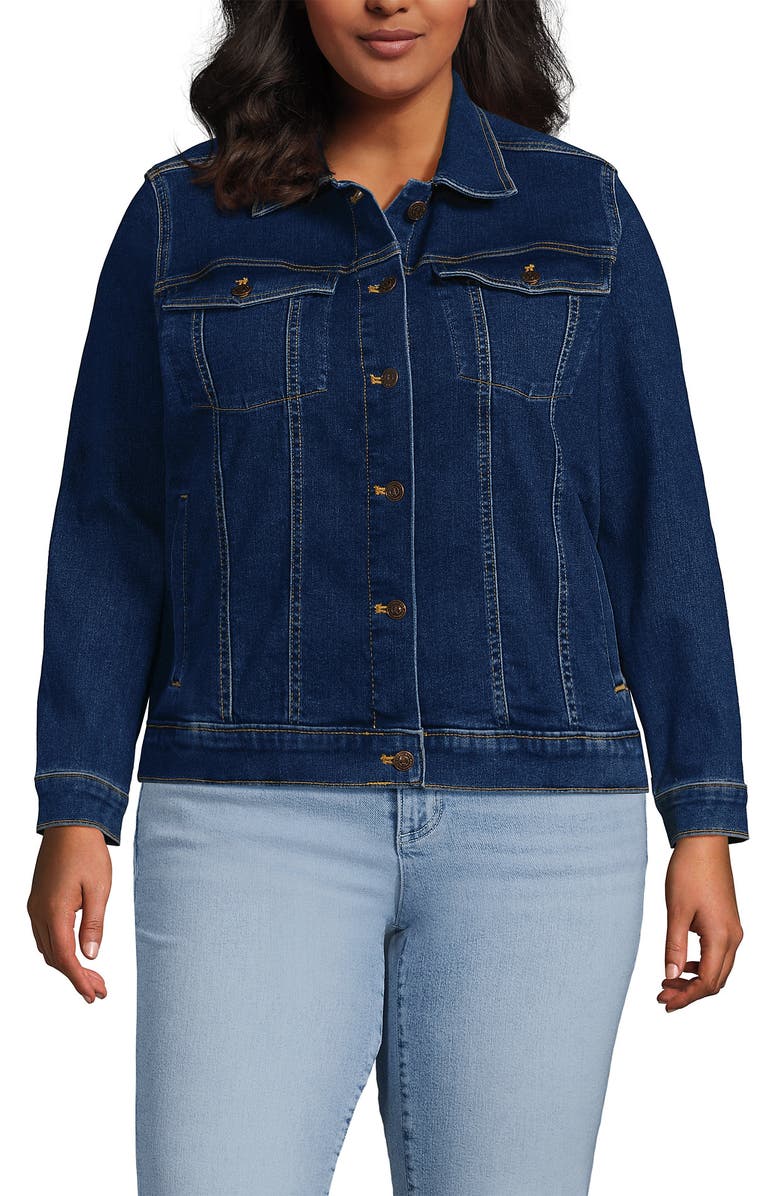 Lands' End Denim Trucker Jacket, Main, color, Crawford Wash