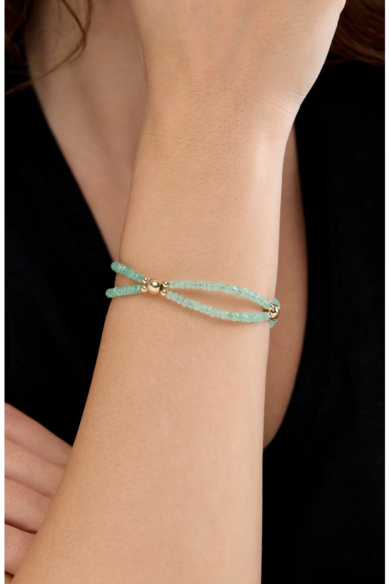14K Gold Iris Emerald Beaded Line Bracelet, Alternate, color, YELLOW GOLD