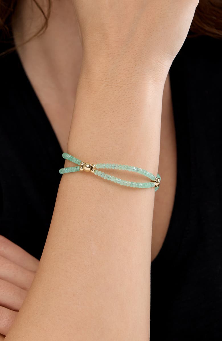 Bony Levy 14K Gold Iris Emerald Beaded Line Bracelet, Alternate, color, Yellow Gold