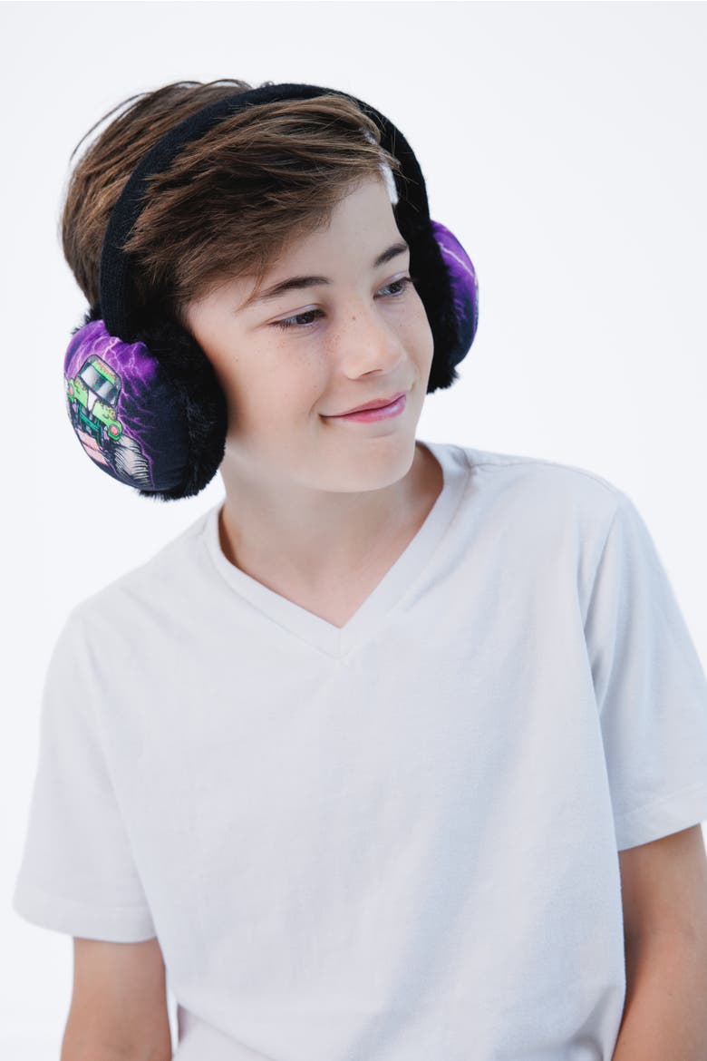 Grave Digger Fleece Earmuffs, Alternate, color, Grave Digger Black