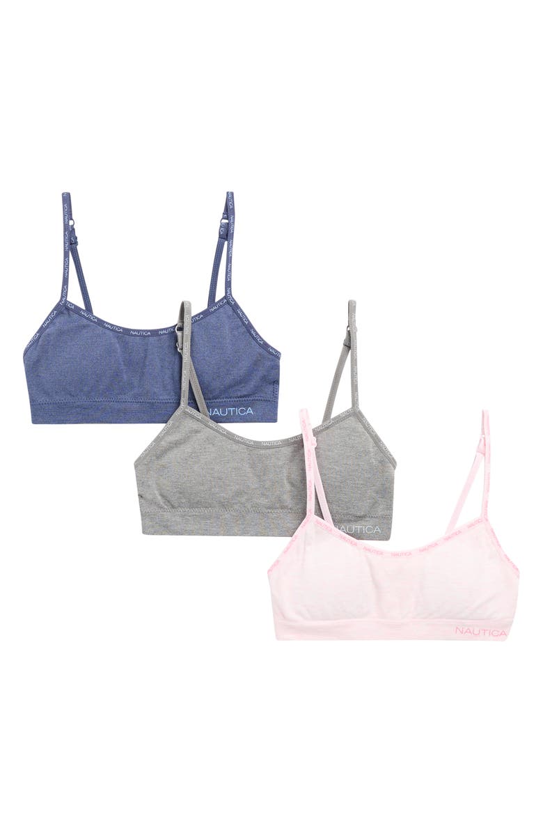 Nautica Kids' Assorted 3-Pack Seamless Bralettes, Main, color, Ethereal Mood Heather
