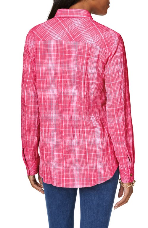 Foxcroft Cici Plaid Non-iron Button-up Tunic Shirt In Pure Pink