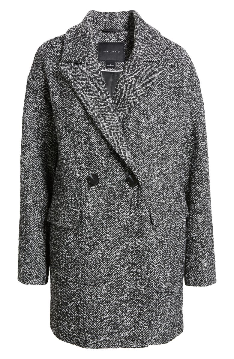 Sanctuary Double Breasted Herringbone Coat, Alternate, color,