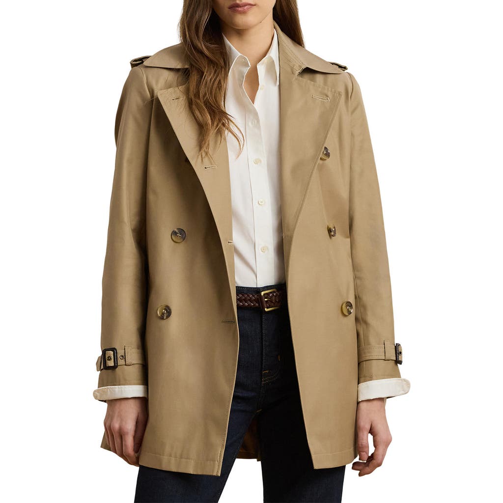 Ralph Lauren Lauren Ainsworth Double Breasted Trench Jacket In Gray
