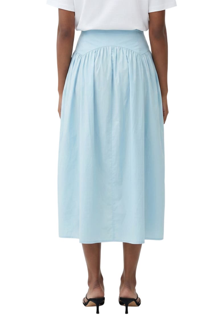 Maddy Drop Waist Stretch Cotton Midi Skirt, Alternate, color, BABY BLUE