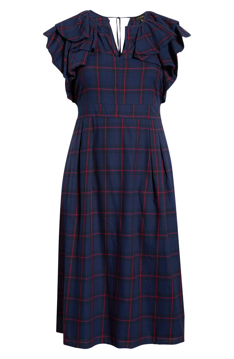 SUGARLIPS Holbrook Plaid Santana Tie Back Cotton Midi Dress, Alternate, color, Navy-Red