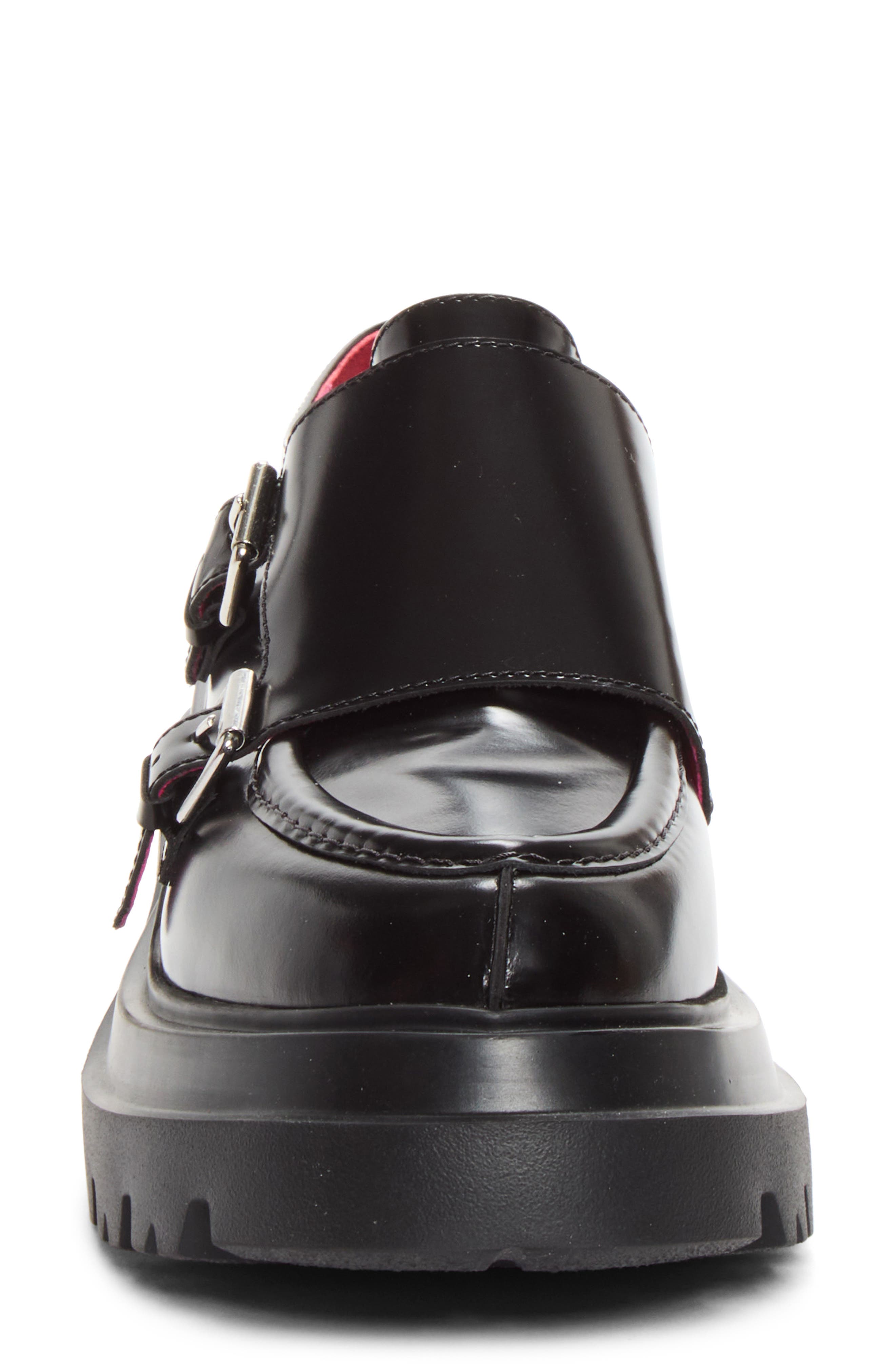 Monk Strap Buckle Platform Loafer, Alternate, color, BLACK