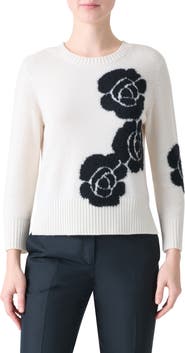 Akris Anemone Intarsia Cashmere & Silk Crewneck Sweater