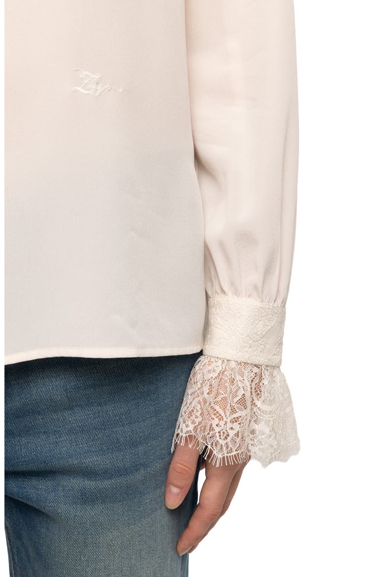 Thely Lace Silk Shirt, Alternate, color, ECRU