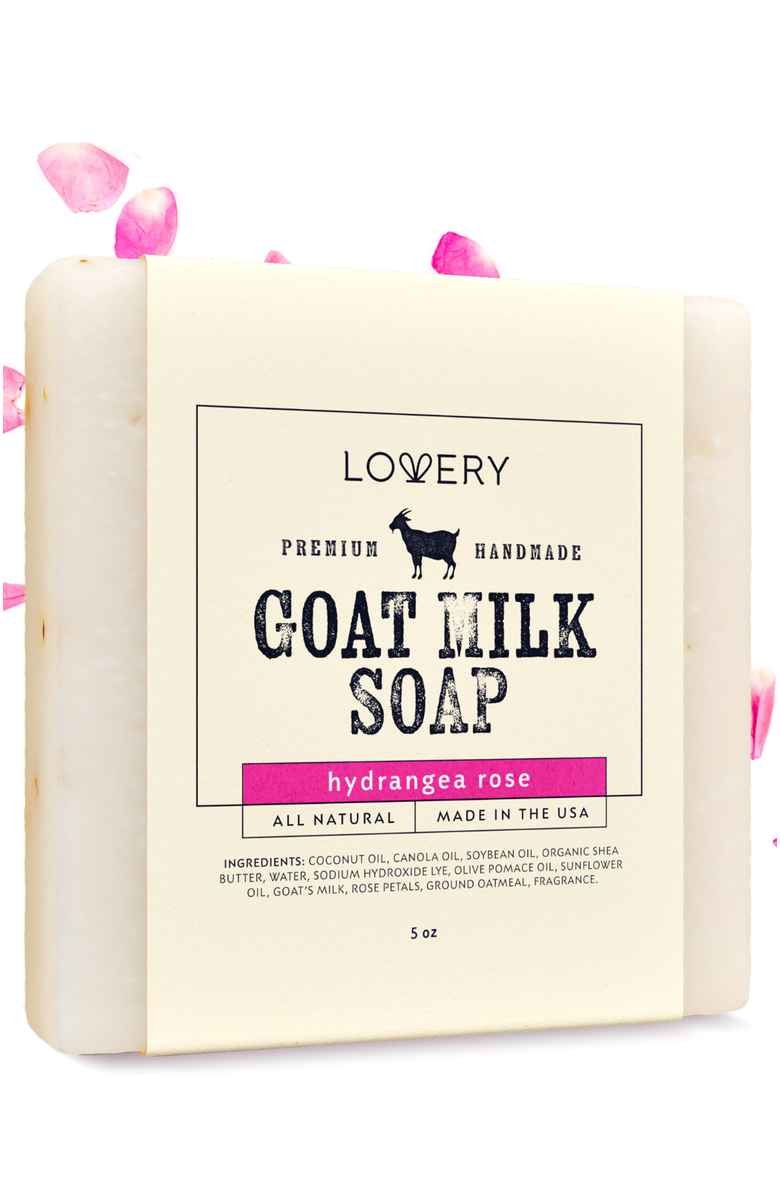 Lovery Handmade Goat Milk Soap Made in USA - Hydrangea Rose Scent - Single, Main, color, Single