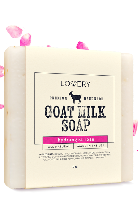 Handmade Goat Milk Soap Made in USA - Hydrangea Rose Scent - Single