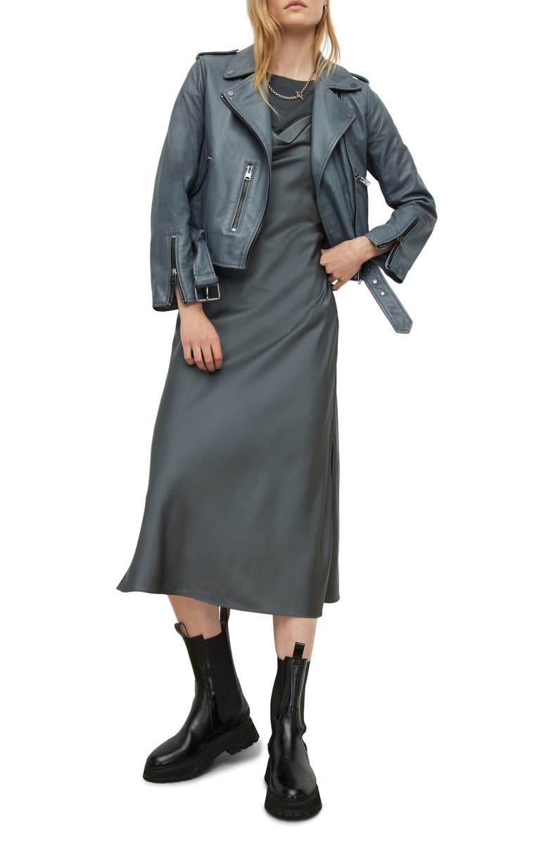 AllSaints Women's Belted Crop Leather Moto Jacket, Alternate, color, 