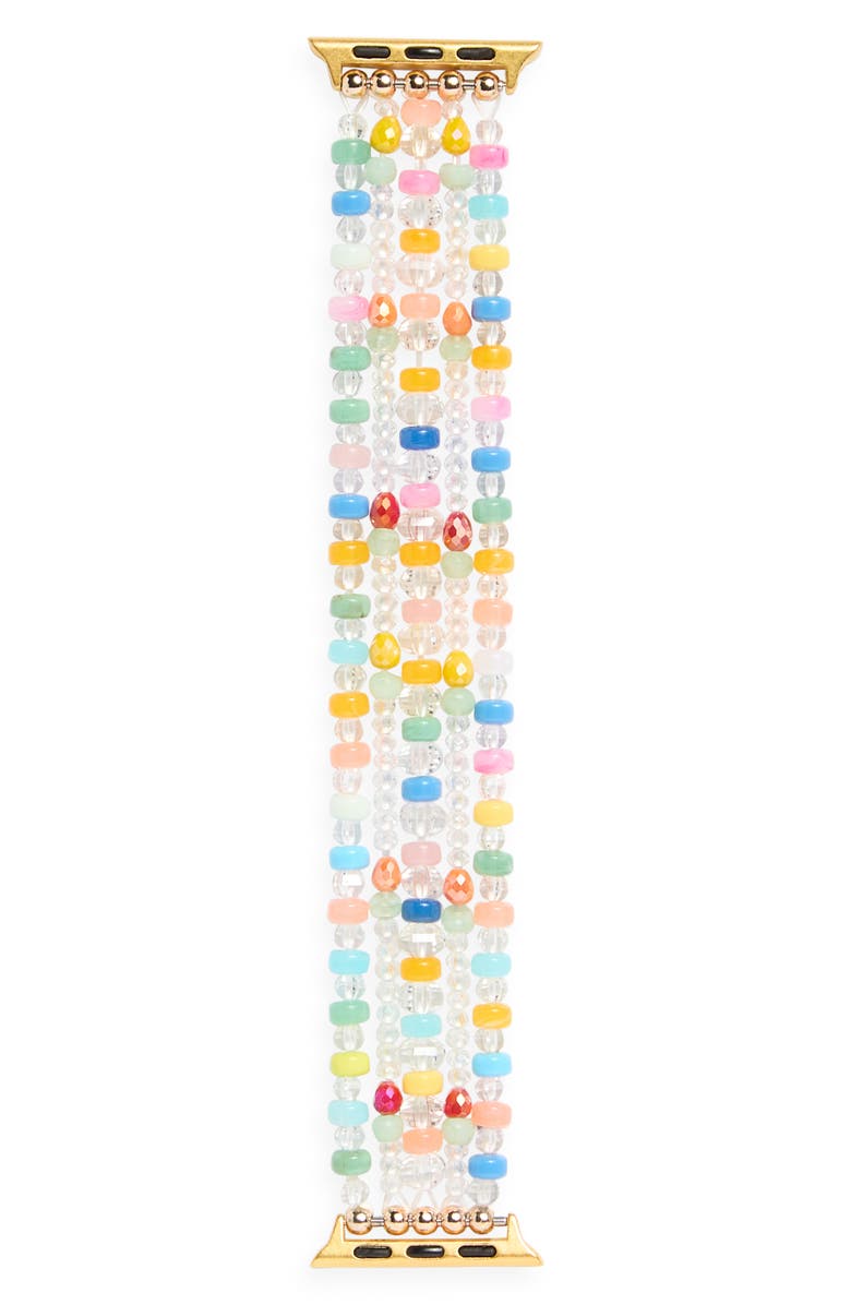 NORDSTROM RACK Multicolor Beaded Apple Watch<sup>®</sup> Watchband, Alternate, color, Rainbow Multi- Gold