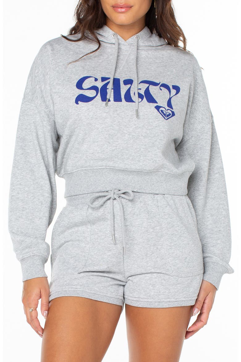 Breakwater Crop Graphic Hoodie, Main, color, HEATHER GREY